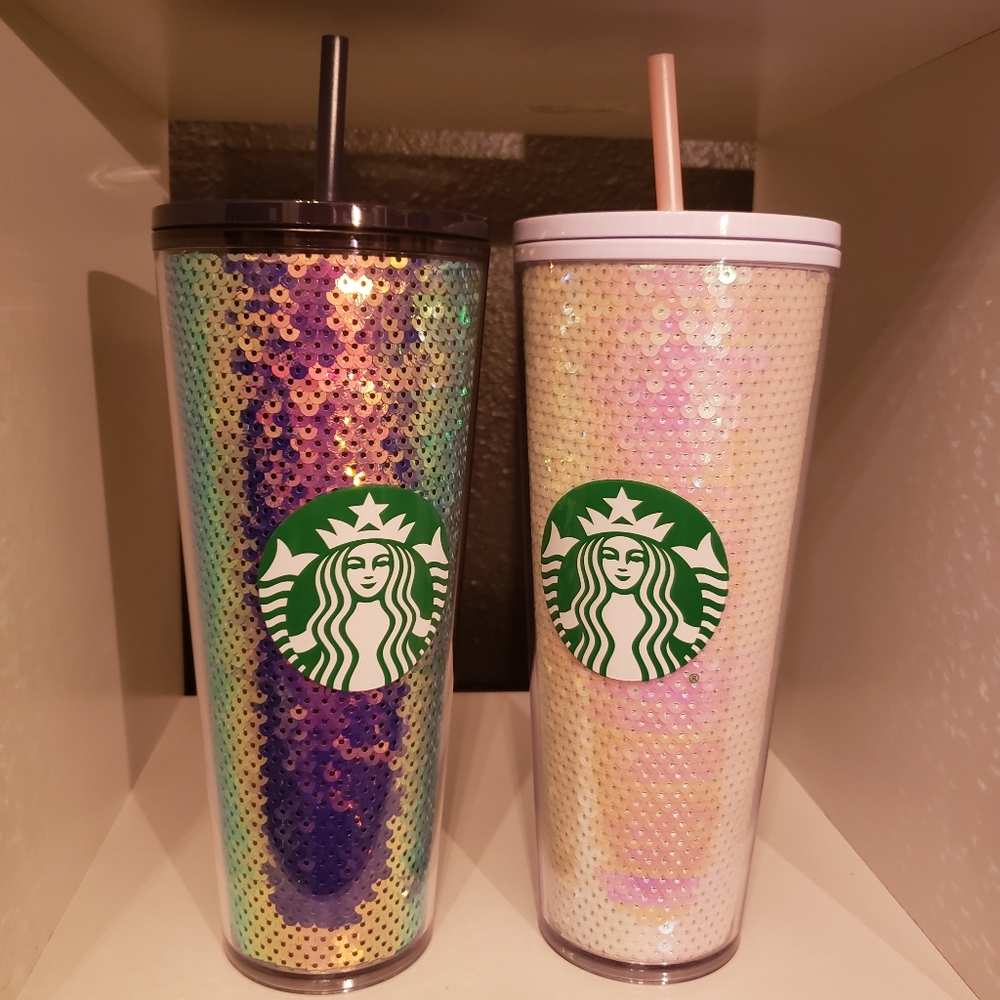 STARBUCKS set of 2 Sequin tumblers